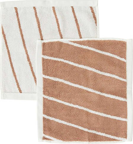 Toalla Raita, 30 x 30 cm, blanca y marrón, Pack de 2