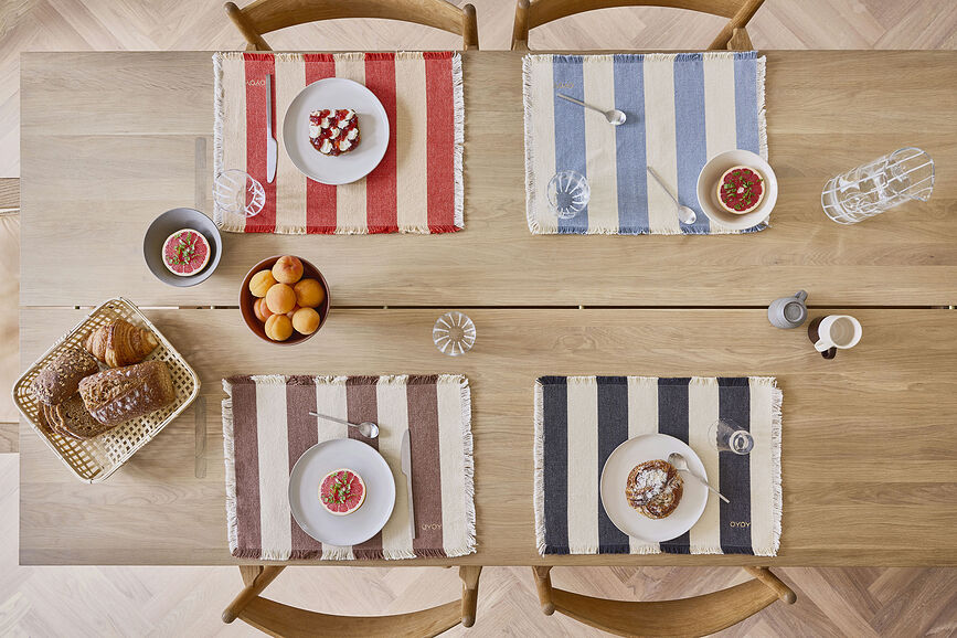 Toppu Sets de table, rouge et beige, Lot de 2