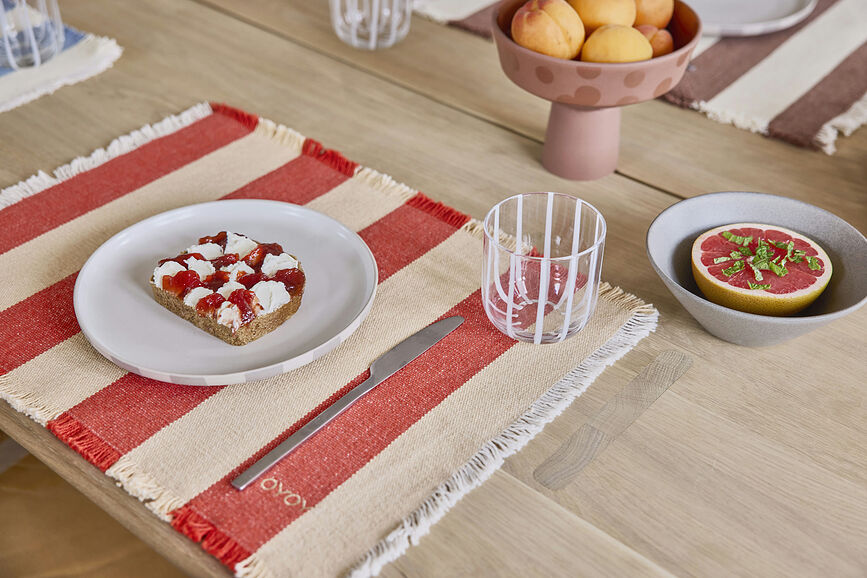 Toppu Sets de table, rouge et beige, Lot de 2