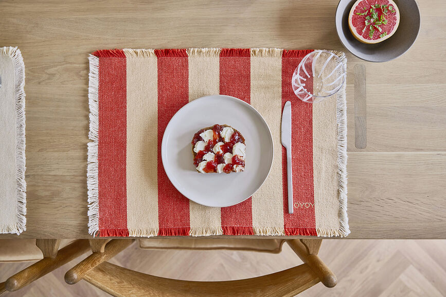 Toppu Sets de table, rouge et beige, Lot de 2