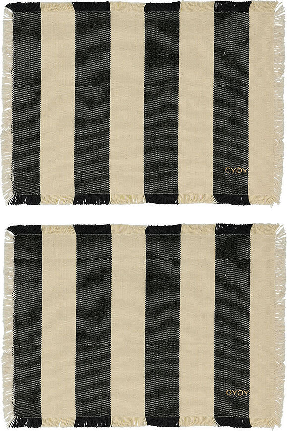 Toppu Sets de Table, noir et beige, Lot de 2