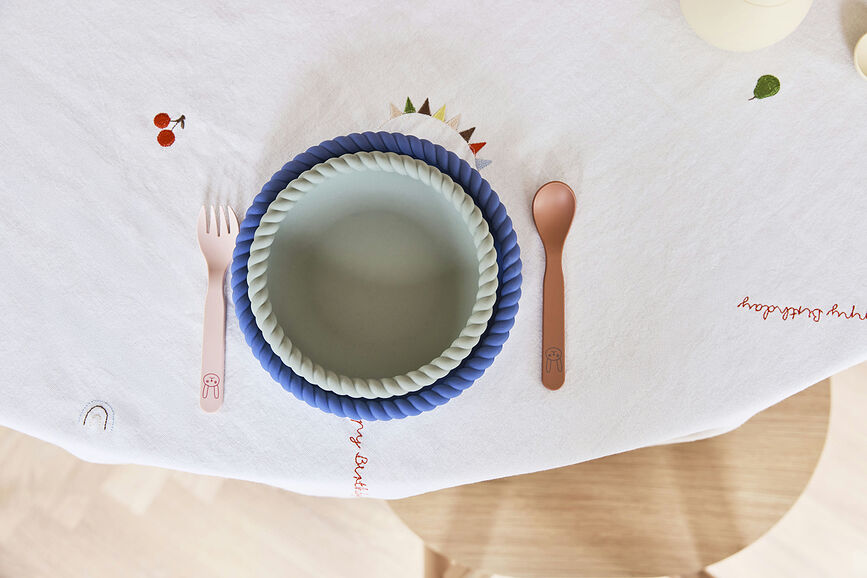 Vajilla Infantil Mellow, beige y rojo, 2 piezas