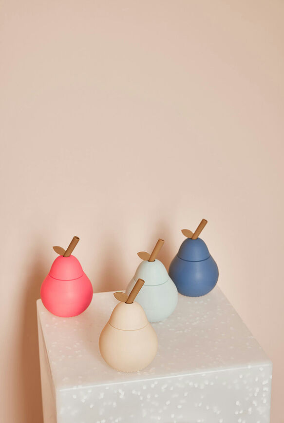 Vaso con pajita Pear, azul