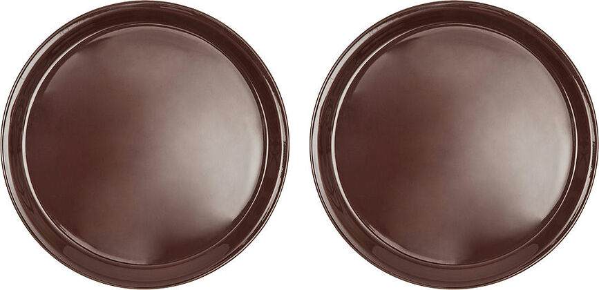 Yuka Assiettes plates 27 cm, marron, Lot de 2