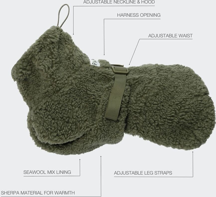 Abrigo para Perro Sherpa Paikka, 30 cm, verde oliva