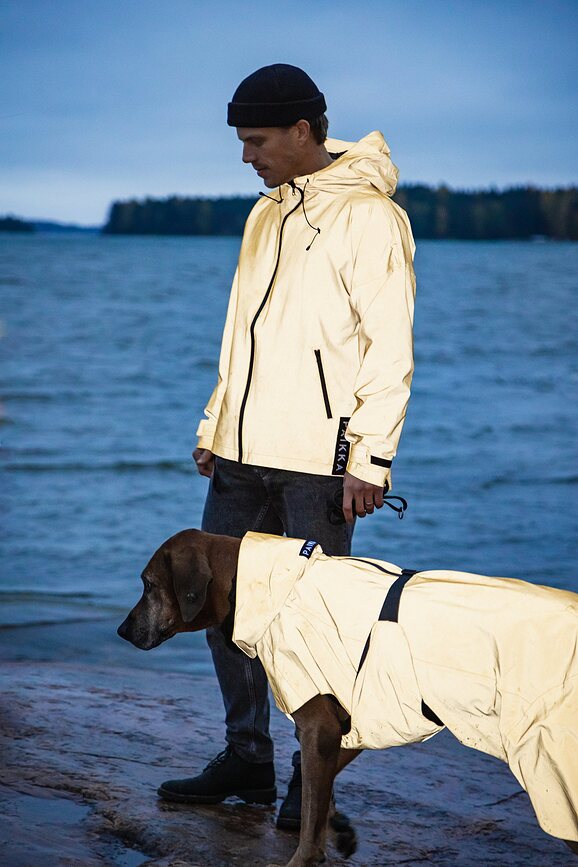 Impermeable para Perro Paikka Visibility Lite, 55 cm, amarillo
