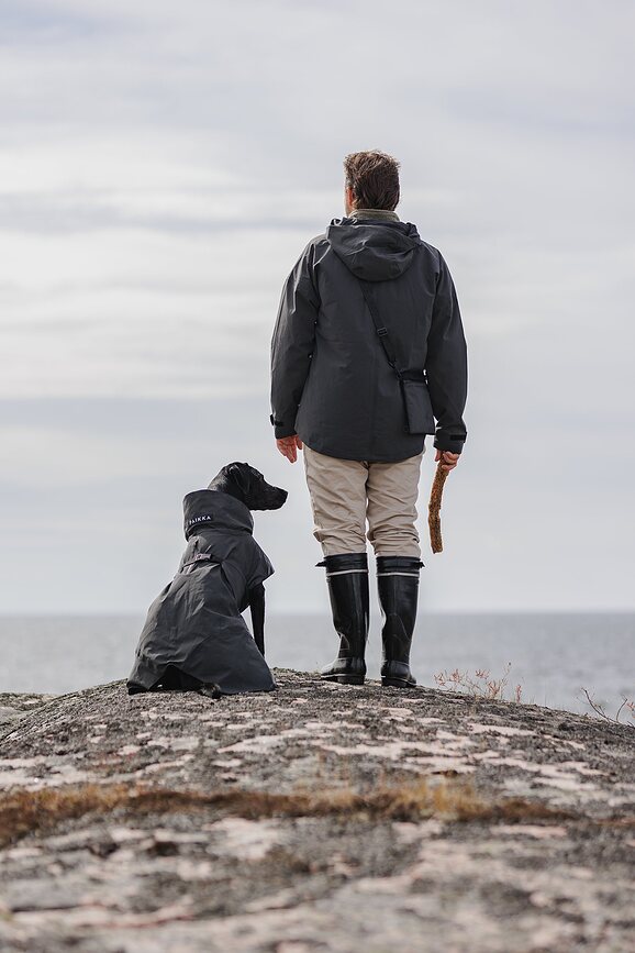 Impermeable para perro Paikka Visibility, 45 cm, negro