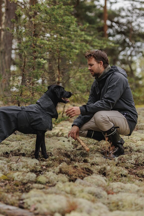 Impermeable para perro Paikka Visibility, 45 cm, negro