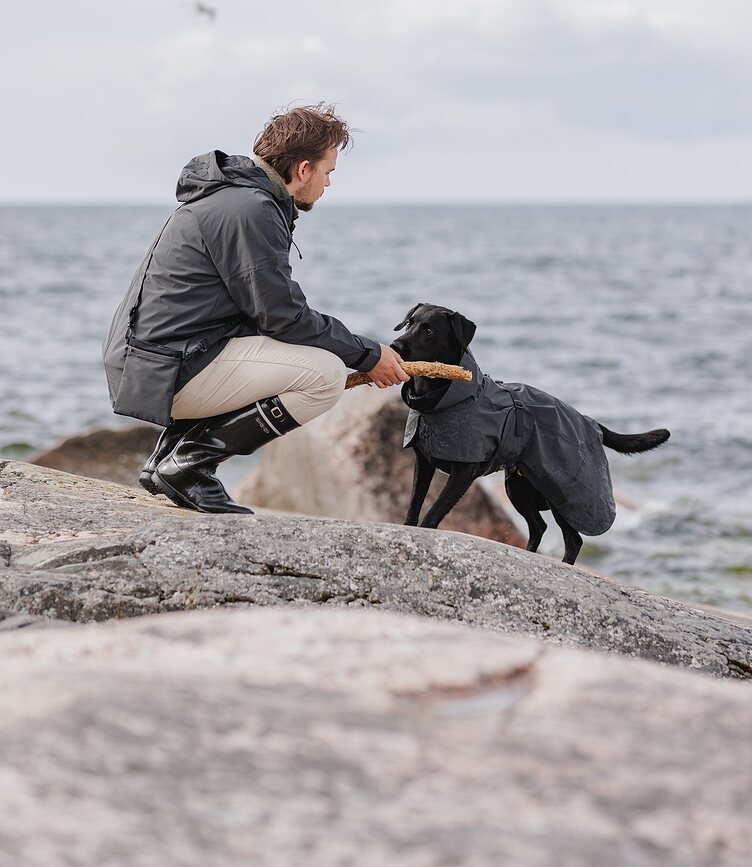 Impermeable para perro Paikka Visibility, 45 cm, negro