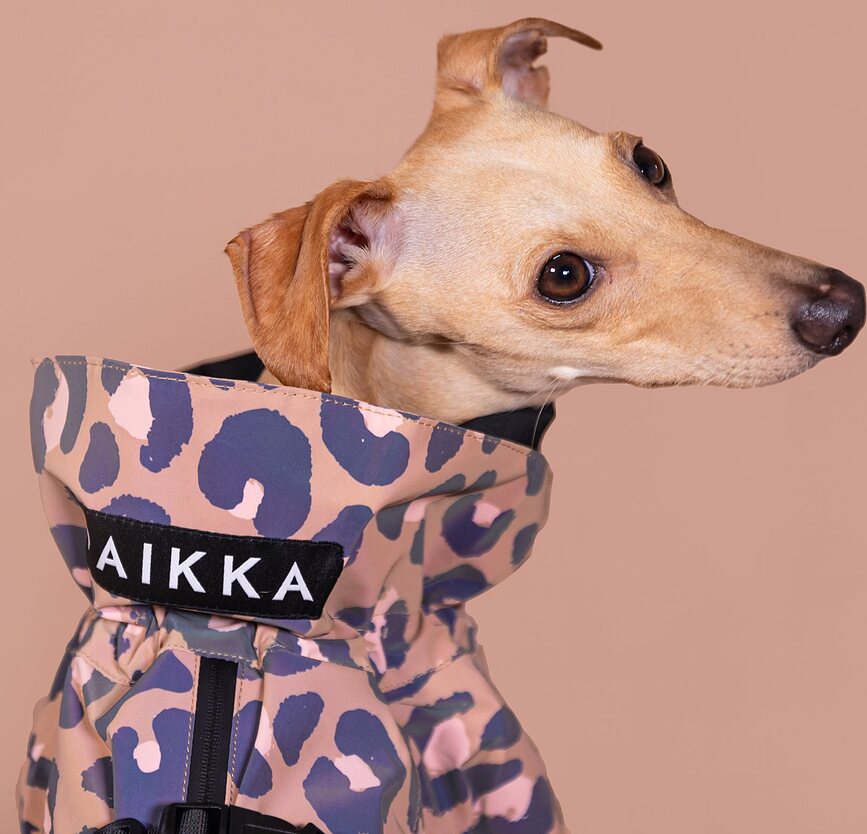Impermeable para Perro Paikka Visibility Lite, 40 cm, estampado de leopardo, marrón