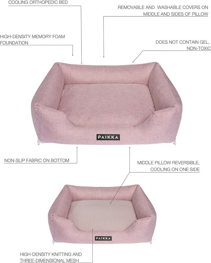Paikka Cooling Lit pour Chien orthopédique rafraîchissant, 90 cm, rose