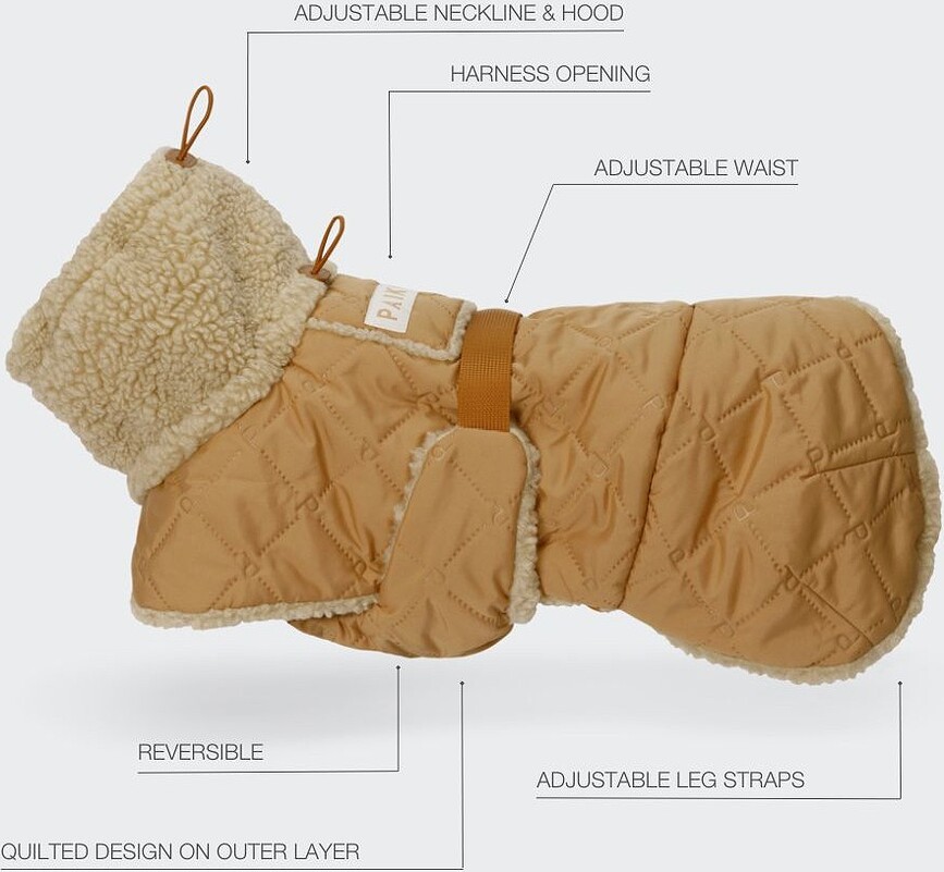 Paikka Quilted Sherpa Pasja Jakna, 80 cm, kamel