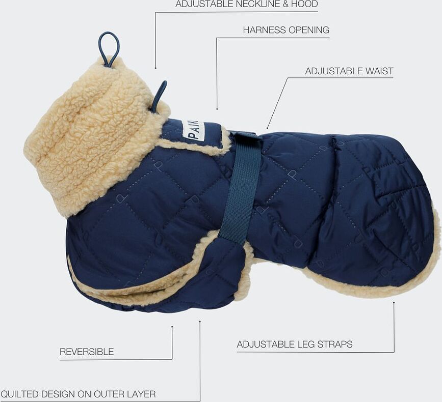 Paikka Quilted Sherpa Jakna za psa, 45 cm, mornarsko modra