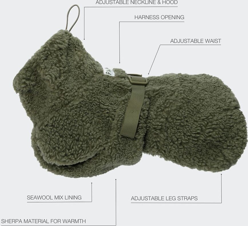 Paikka Sherpa Veste pour Chien, 30 cm, olive