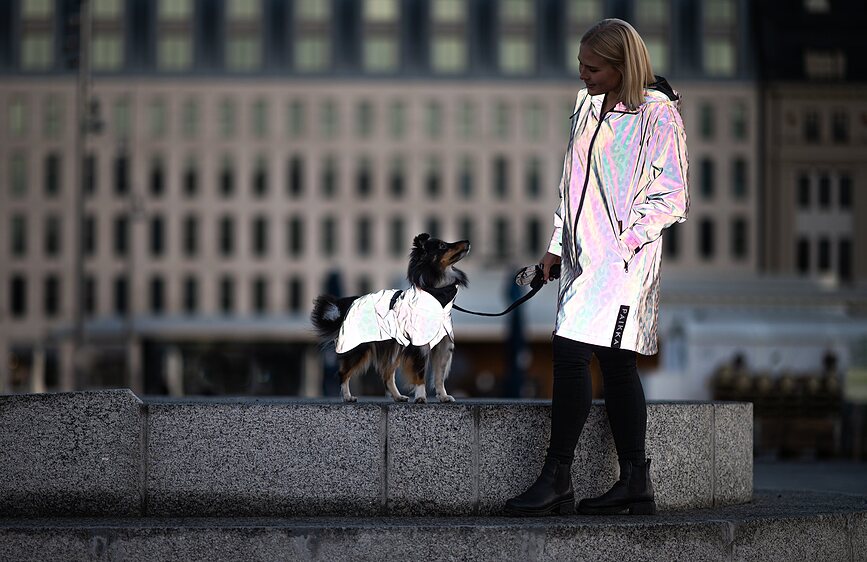 Paikka Visibility Lite Dežni plašč za psa, 40 cm, rjava panterka