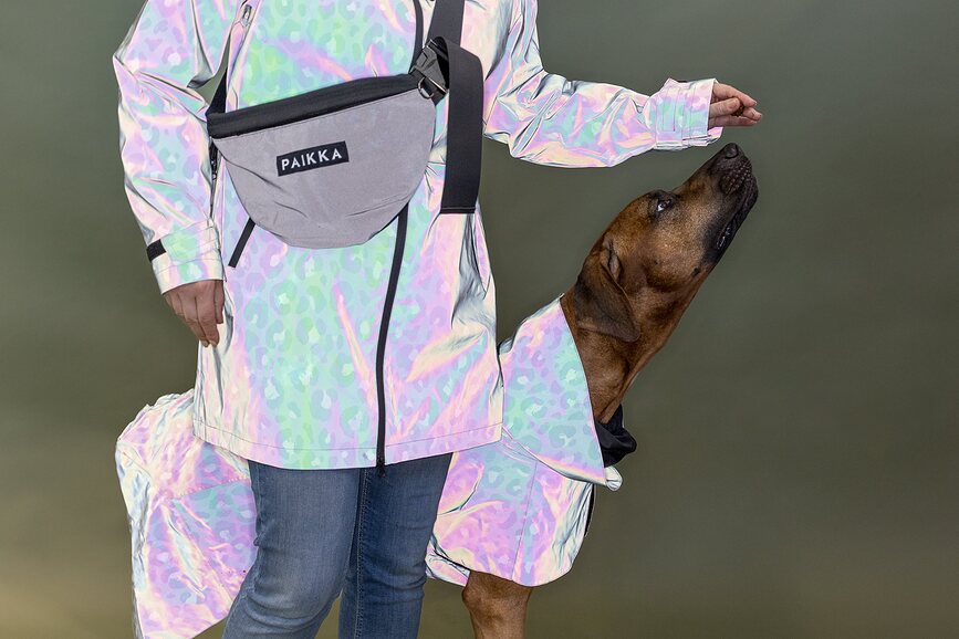 Paikka Visibility Lite Manteau de Pluie pour Chien, 30 cm, motif léopard vert