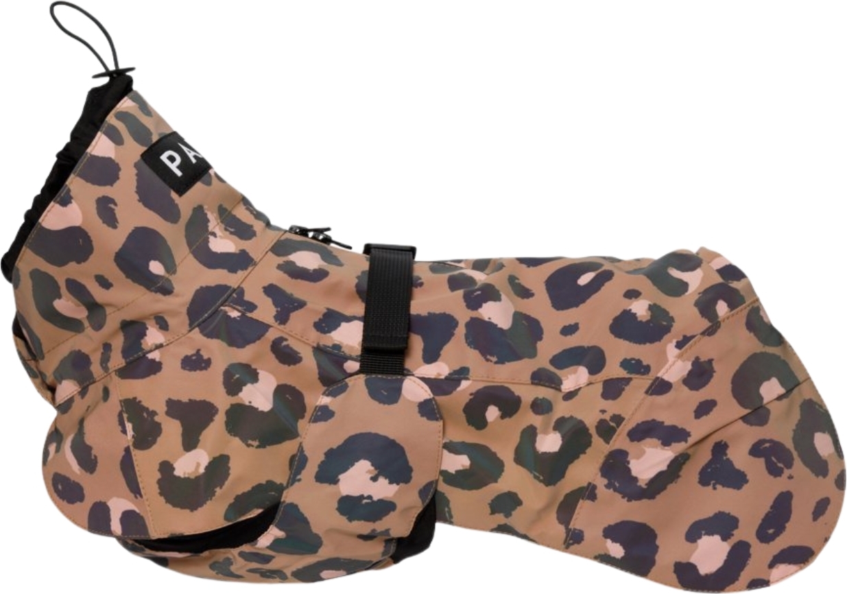 Paikka Visibility Lite Regenmantel für Hunde 30 cm, brauner Panther-Print