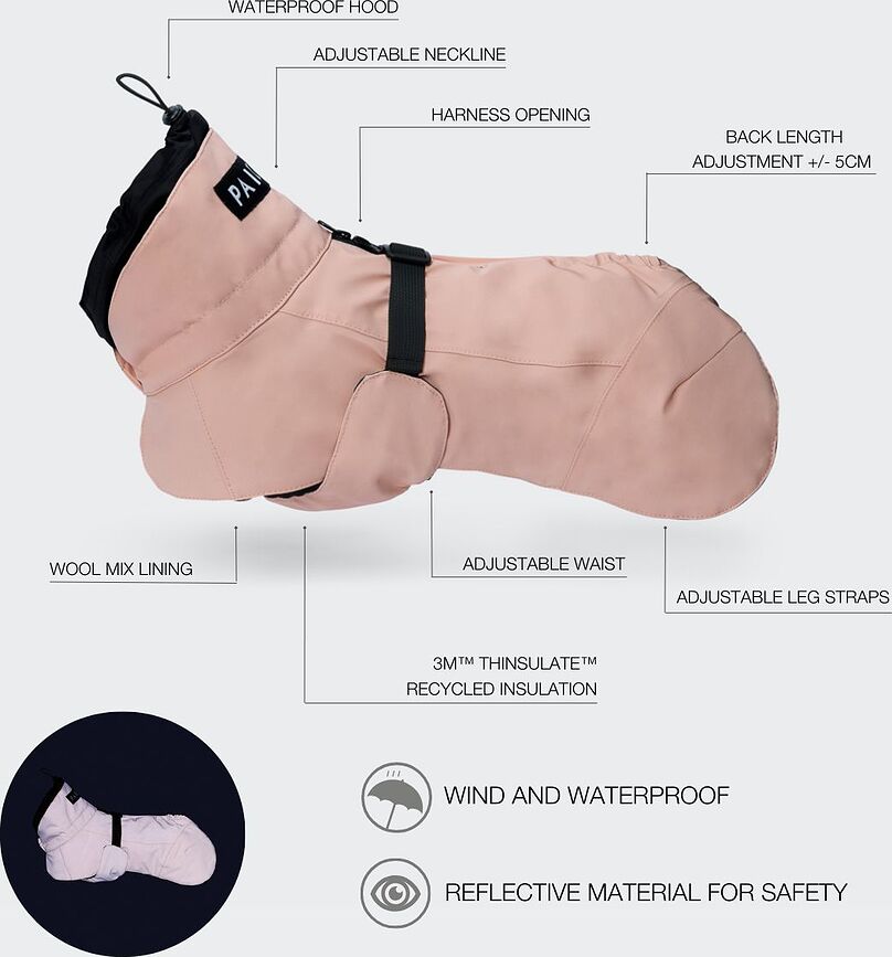 Paikka Visibility Winter Wool Jakna za psa, 50 cm, roza