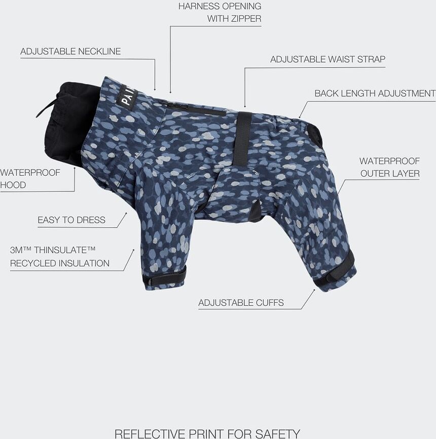 Paikka Winter Manteau pour Chien imperméable, 30 cm, bleu