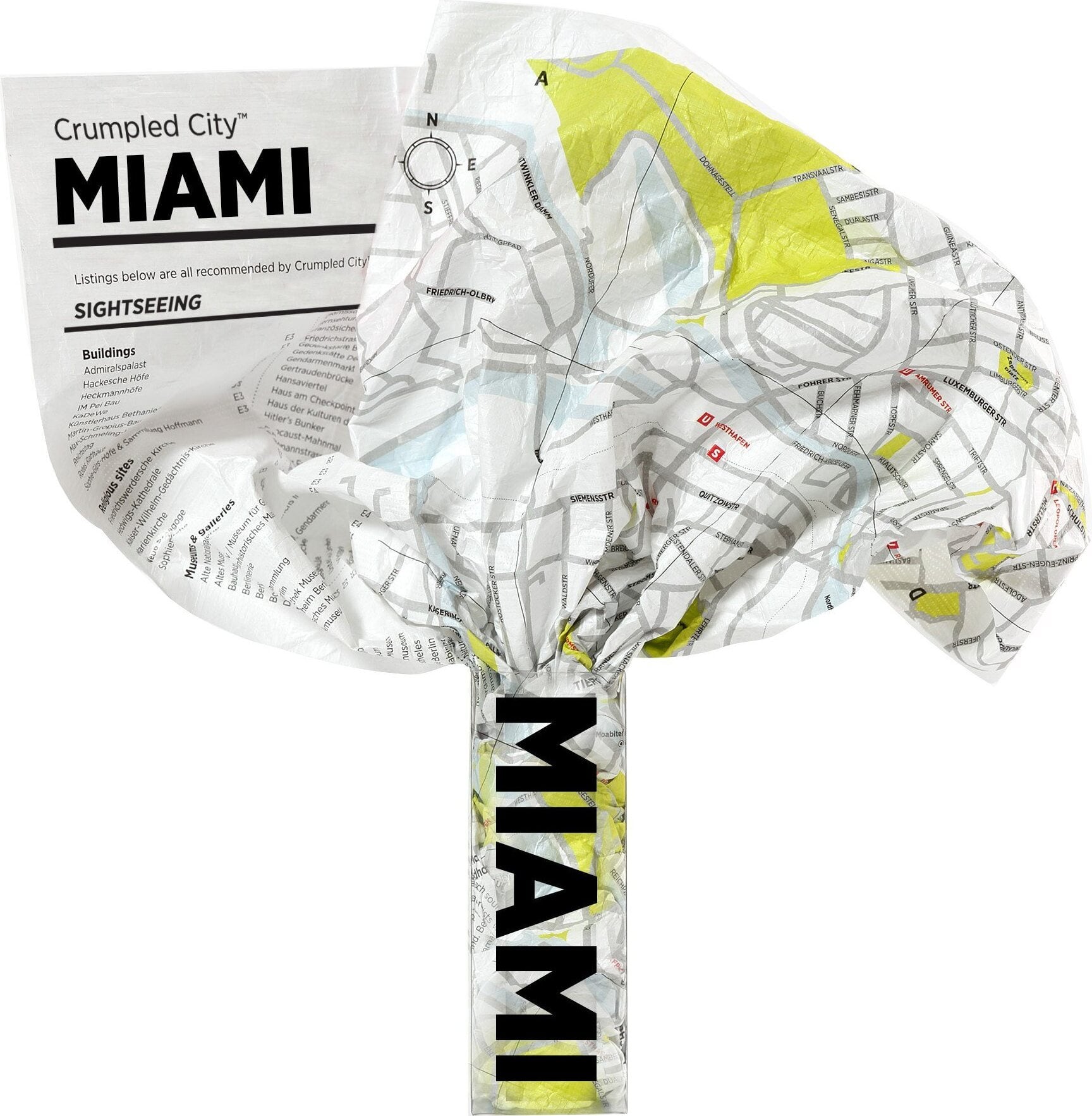 Crumpled City Landkarte Miami