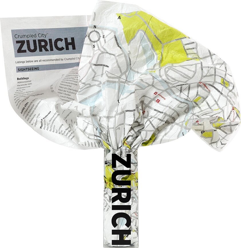 Crumpled City Landkarte Zurich