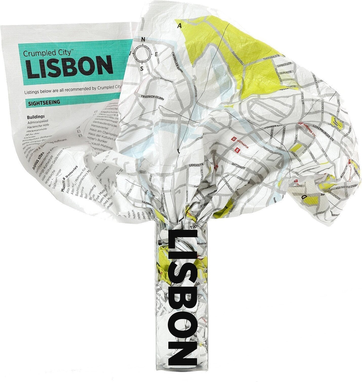 Crumpled City Lizbona Landkarte