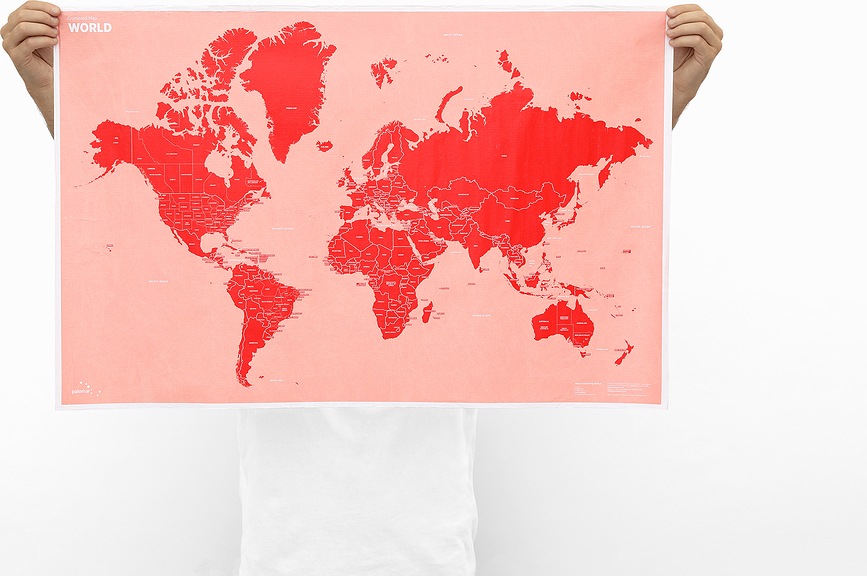 Crumpled World Carte, avec noms de pays