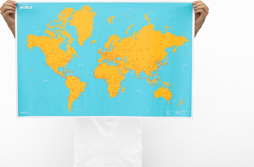 Crumpled World Carte, avec noms de pays
