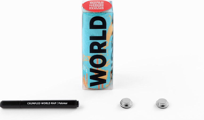 Crumpled World Χάρτης, με ονόματα χωρών