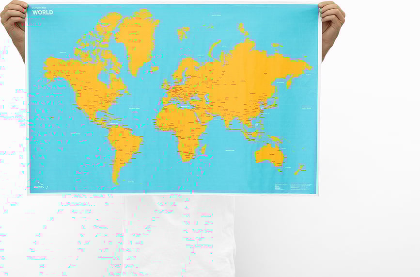 Crumpled World Zemljevid, z imeni držav