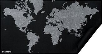 Dear World Seinakaunistus maailmakaart must linnanimedega