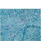Dekoracja ścienna Pin City Londyn jasnoniebieska