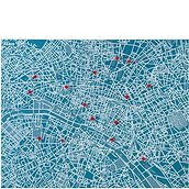 Dekoracja ścienna Pin City Paryż jasnoniebieska