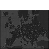 Dekoracja ścienna Pin Wall Europa czarna
