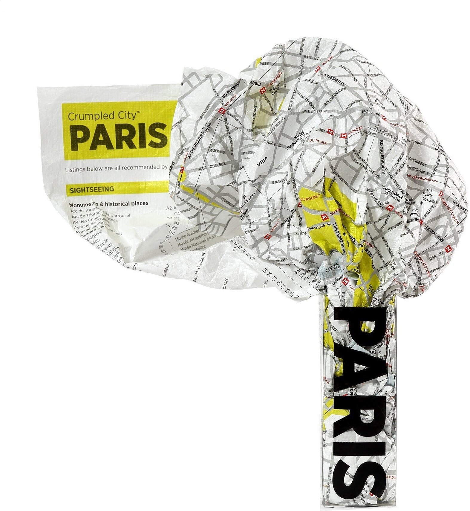 Mapa Crumpled City Paríž