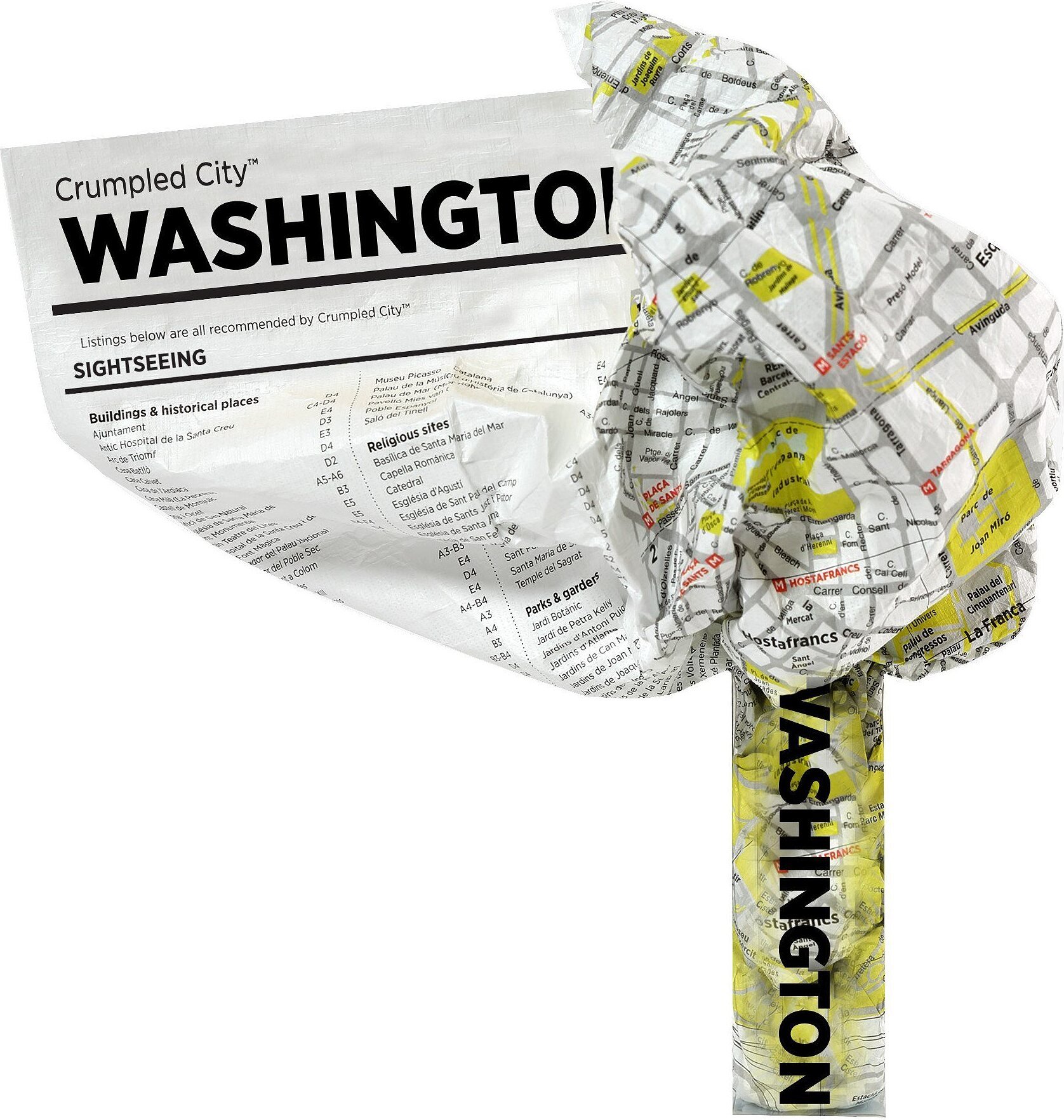 Mapa Crumpled City Washington