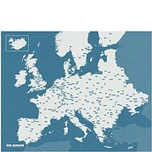 Pin Wall Europa Wanddekoration hellblau