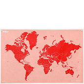 Žemėlapis Crumpled World su šalių pavadinimais