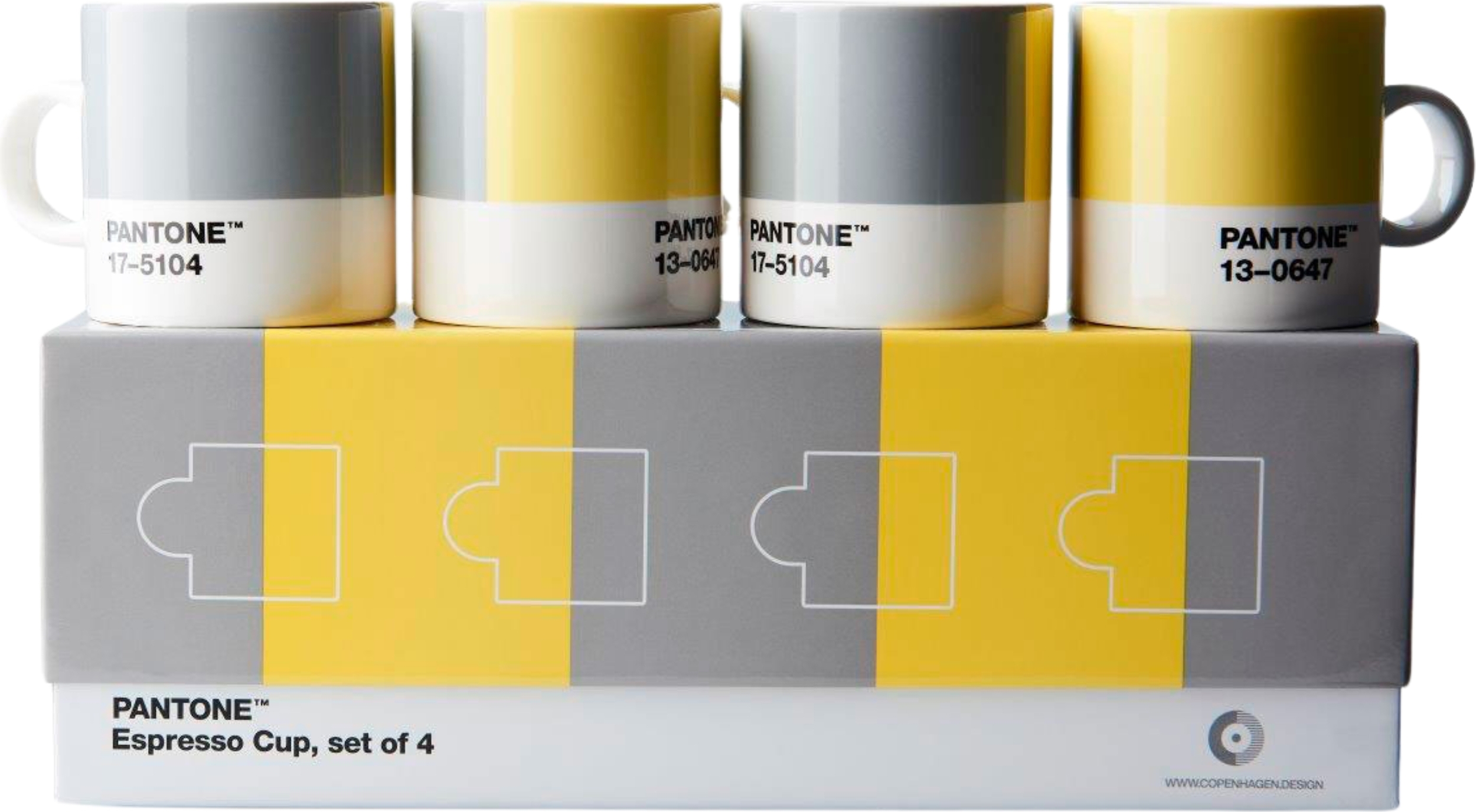 Pantone Espressotassen 120 ml grau-gelb 4 St.