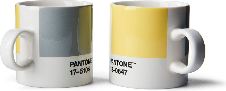 Pantone Κούπες Εσπρέσο, 120 ml, γκρι, κίτρινο, 4 τμχ