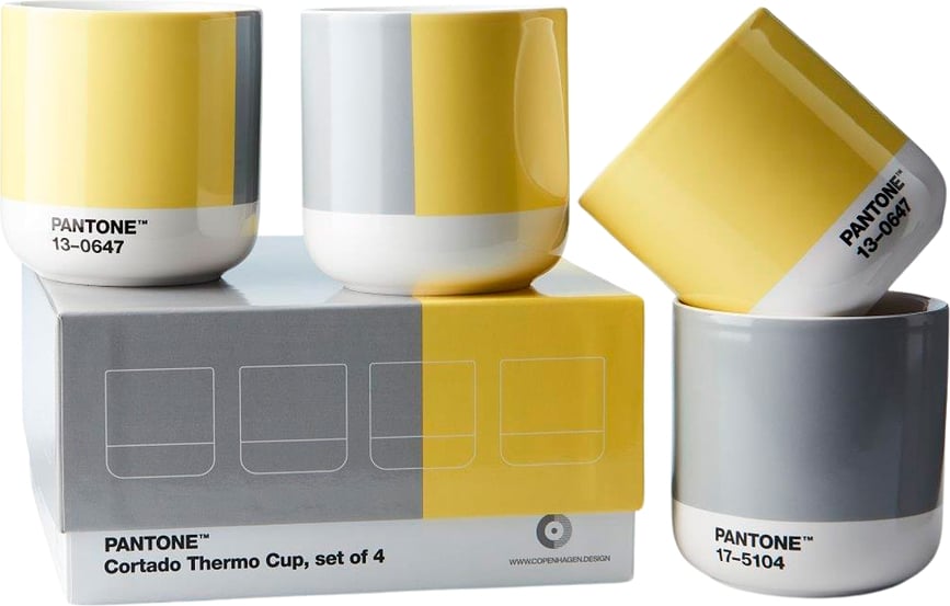Pantone Θερμικές Κούπες, 190 ml, γκρι-κίτρινες, 4 τμχ