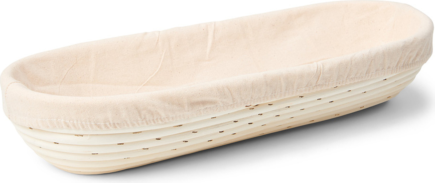Panier en osier Patisse avec toile pour la levée de la pâte, ovale 41 x 15 cm