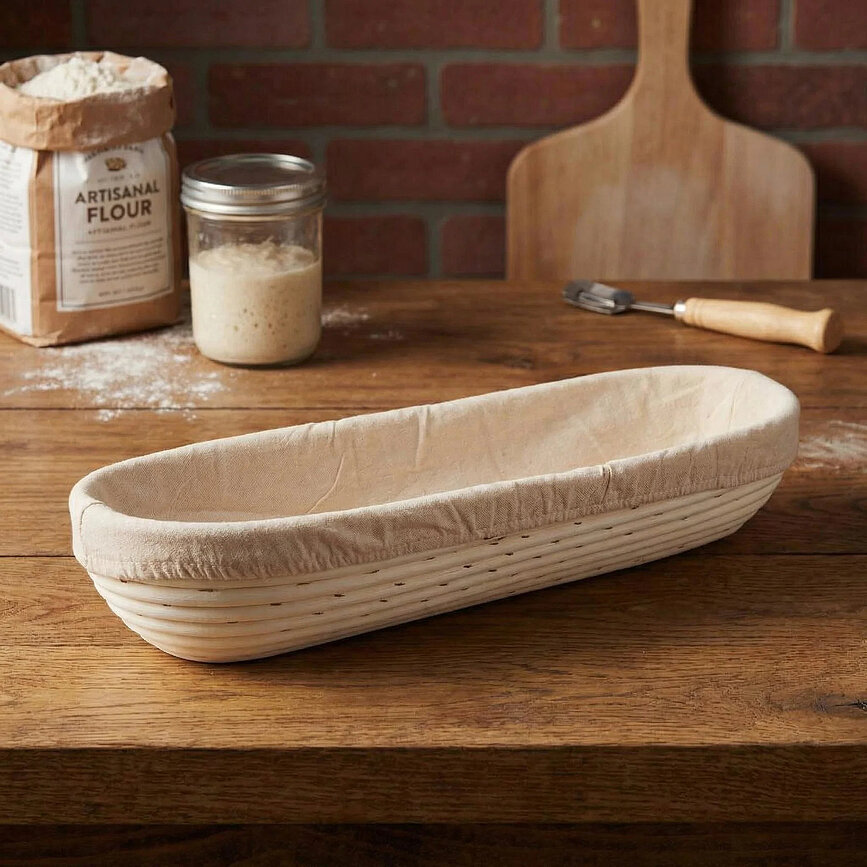 Patisse pintinė tešlos kildinimo forma su drobe, ovali, 28 x 13 cm