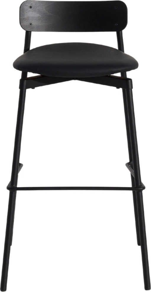 Fromme Wood Barhocker 75 cm mit gepolstertem Sitz, Leder schwarz