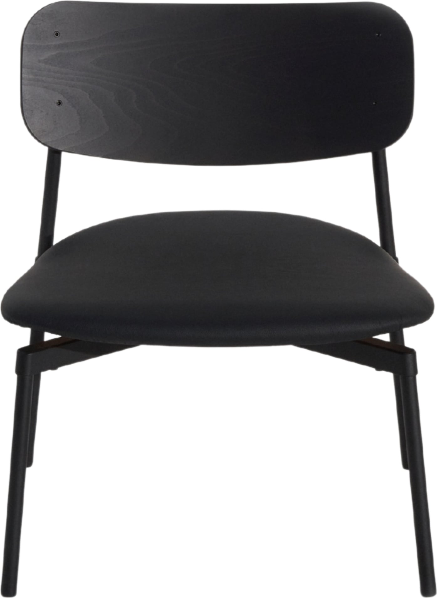 Fromme Wood Sessel mit gepolstertem Sitz, Leder, schwarz