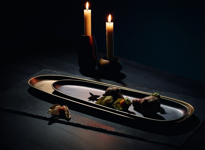 Bandeja de servir La Plana, tamaño L, marrón claro