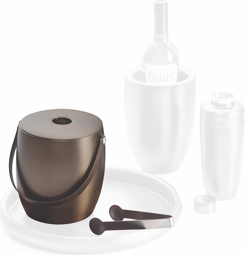 Cubo para Hielo Hemingway, marrón, con pinzas, Set de 2 piezas