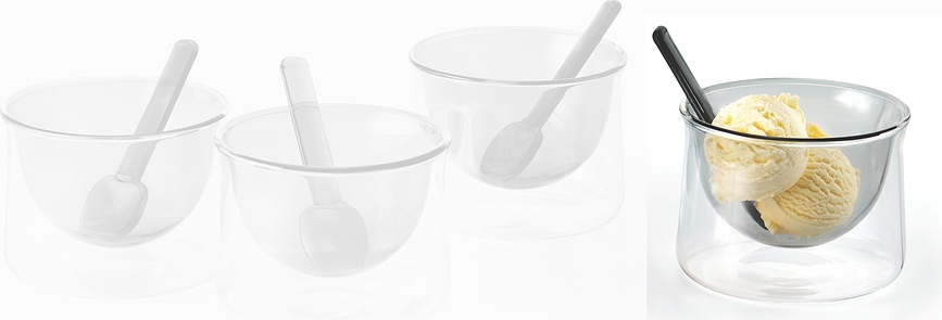 Gelato Coupe à glace avec cuillère, grise