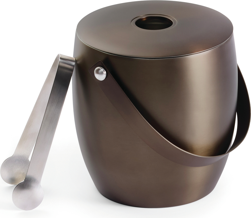 Hemingway Vedro za led s kleščami, rjavo, 2 kosa