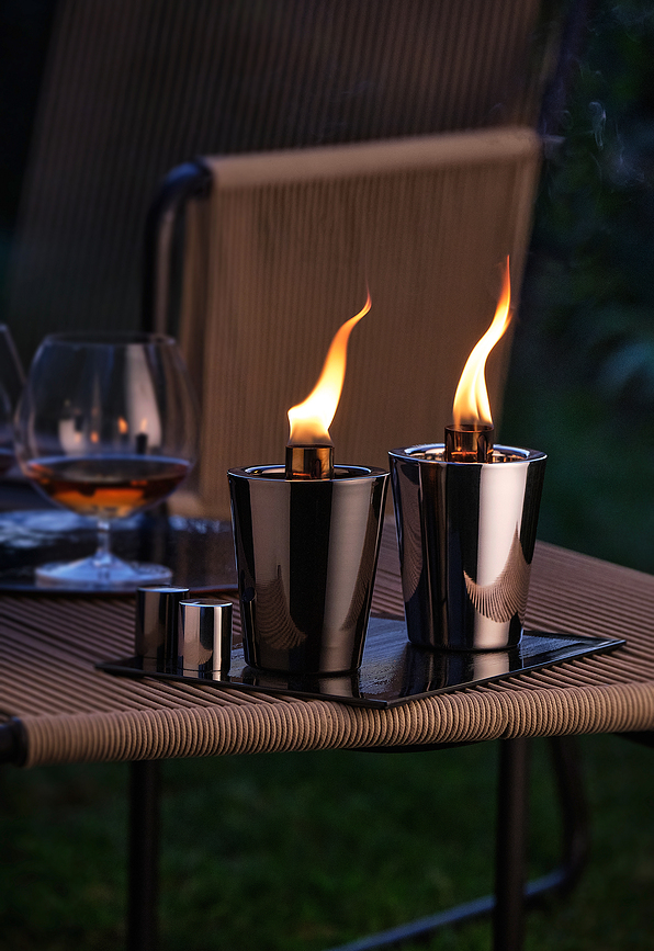 Lámpara de Aceite Tarcia, plata oscura